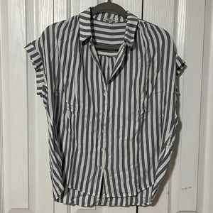 Blue and white striped madewell shirt